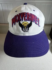 Vtg 1993 Marvel X-men Wolverine Annco Snapback Cap Hat White W Purple Brim AS IS