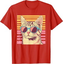 Retro Cat With Sunglasses Colors Vintage Present Unisex T-Shirt