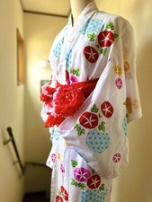   Mint  japanese antique kimono,child kimono, yukata, summer kimono,w/belt