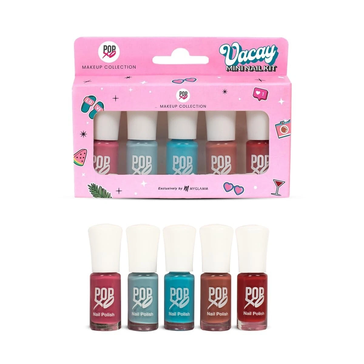 MyGlamm POPxo Makeup - Mini Nail Kit-Vacay-15ml (Set of 5)Glossy Nail Polish Set