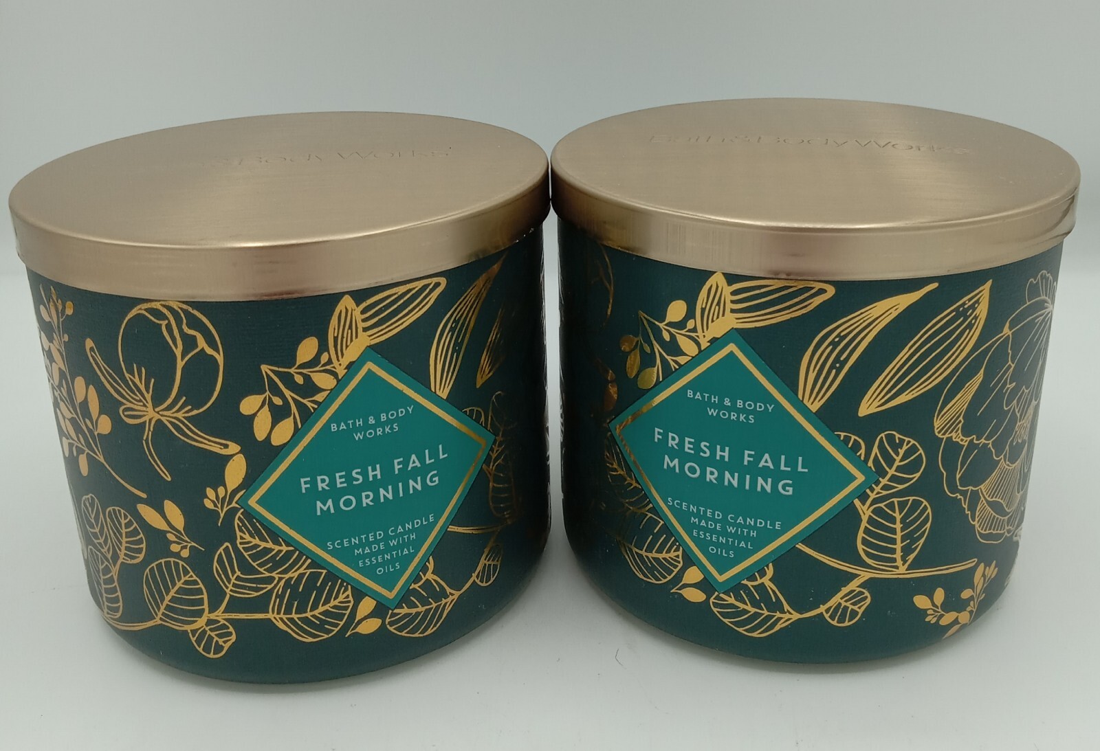 Lot Of 2 Bath & Body Works Fresh Fall Morning Scented 3 Wick Candles New