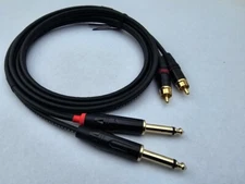Mogami Dual Male TS 6.35mm 1/4" Phono Mono to 2×RCA Connector Audio Cable
