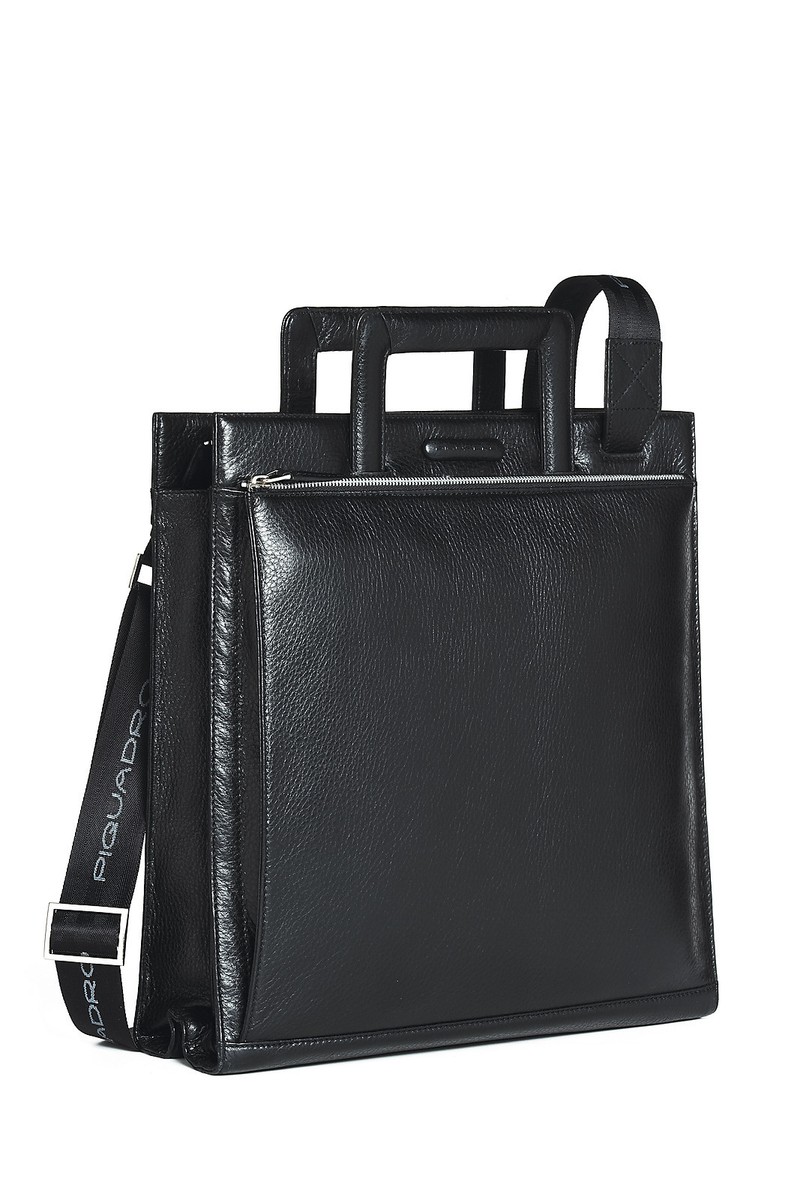 Piquadro Modus Brown Organized shopping bag, vertical w/ stow