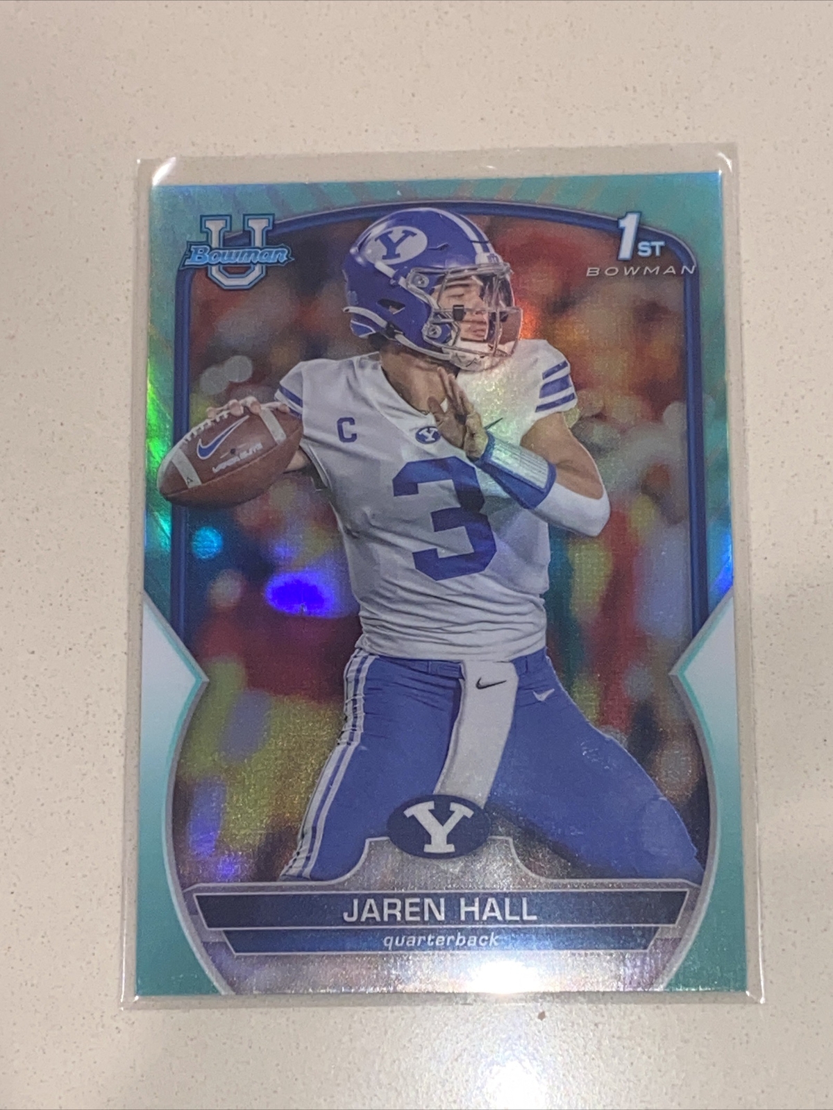 Jaren Hall 2022 Bowman Chrome University 1st Aqua Refractor /299 #85
