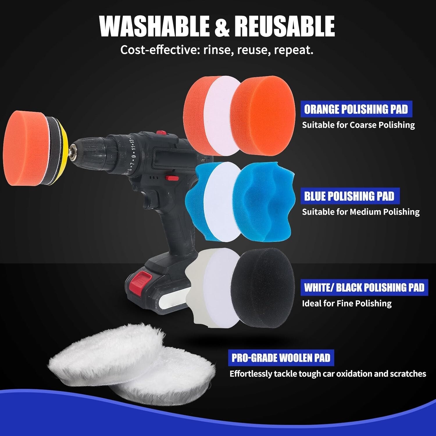 133PCS Sanding & Polishing Kit – Discs, Pads & Drill Attachments