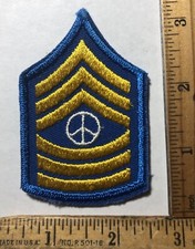 Vintage Peace Sign Military Chevron Sew On Patch Anti War John Lennon Police