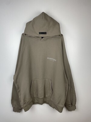Rare Essentials Fear Of God Streetwear Hoodie Beige Size XL