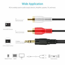 HCFeng Cable De Audio RCA De 3.5 A 2 Conectores Hembra De 0.138 In A 2 RCA Macho Estéreo De Audio Y Adaptador De Cable Compatible Con TV, Teléfonos Inteligentes, DVD