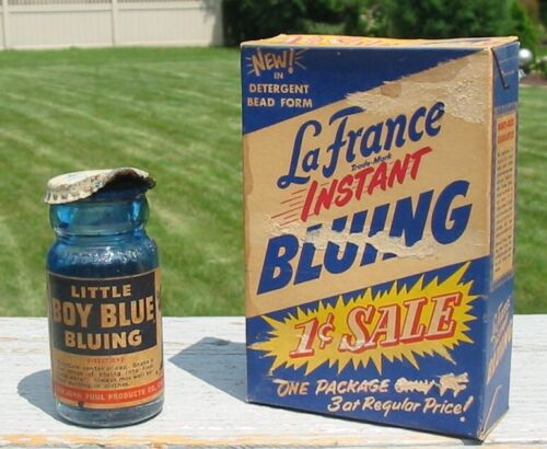 Vtg LaFrance Instant Bluing Box Package Sealed Little Boy Blue Bottle Advertisin