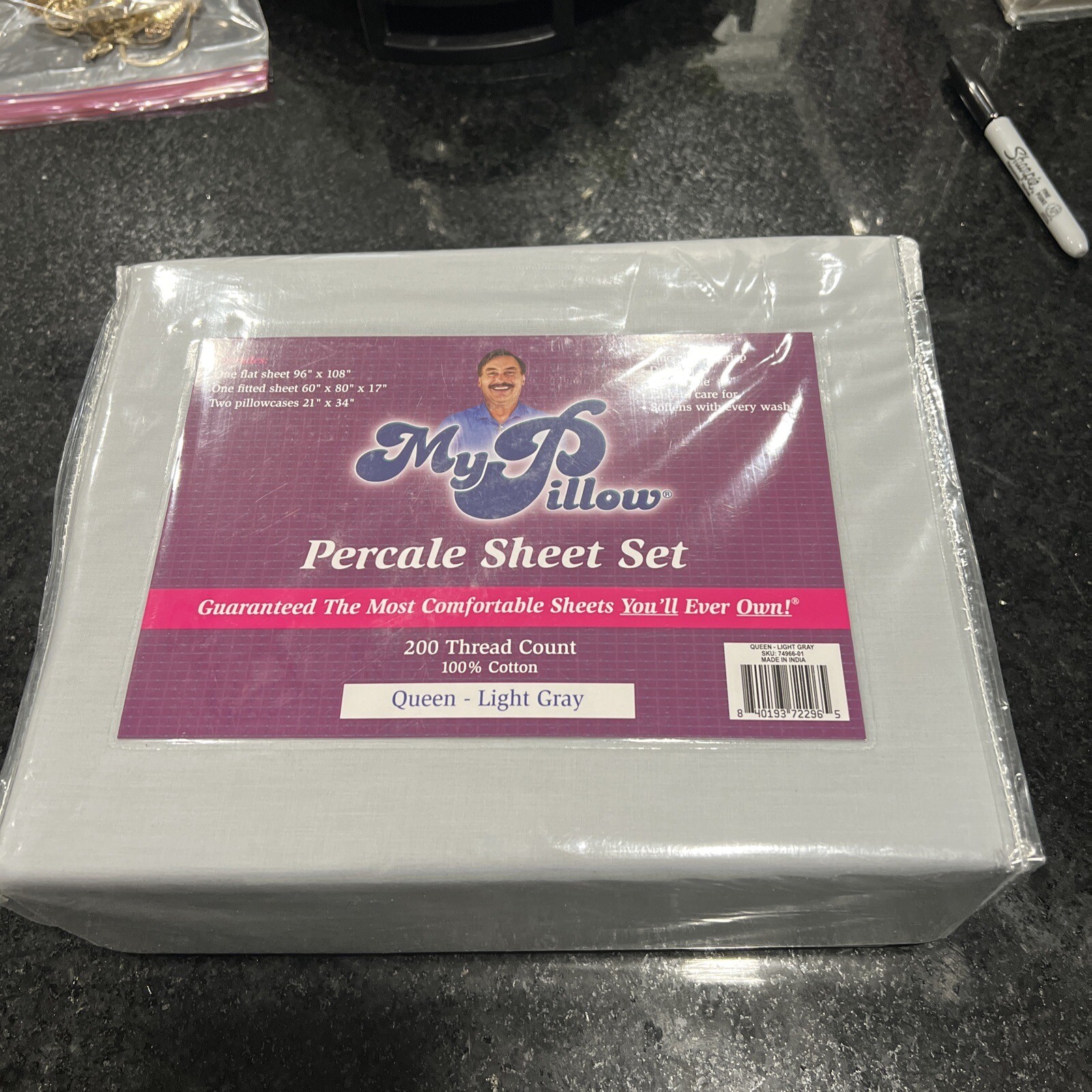 My Pillow Percale Sheet Set Queen Light Gray eBay