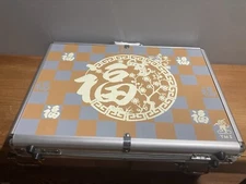 Yellow Mountain Imports Chinese Mahjong Set White Tiles Metal Box