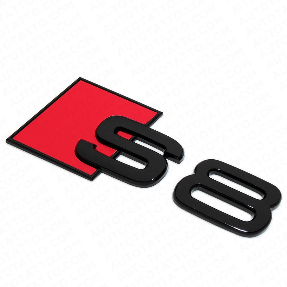 Placa de identificación trasera negra brillante Audi S8 emblema maletero insignia Sport Sline Foto 3 de 4