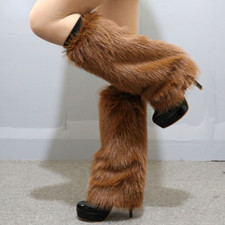 Women Faux Fur Leg Covers Warmers Shoes Boot Cuffs Warm Costume Winter