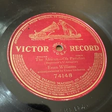 12” Victor 78 RPM Evan Williams - The African Oh Paradise 74148 V+
