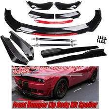 For Dodge Challenger Front Rear Bumper Lip Spoiler Splitter Body Kit Side+Skirt