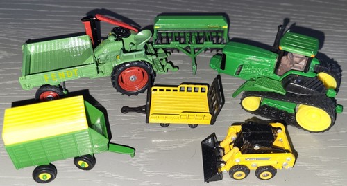 Lot porte-outils moulé sous pression Siku John Deere Skid Steer tracteur foin remorque coupe