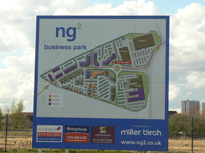 Foto 6x4 Layout für NG2 Gewerbepark West Bridgford Die Karte zeigt Grafik c2009