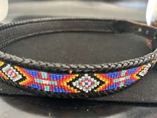 Handcrafted Top Grain Leather Beaded Mexico Belt with Buckle