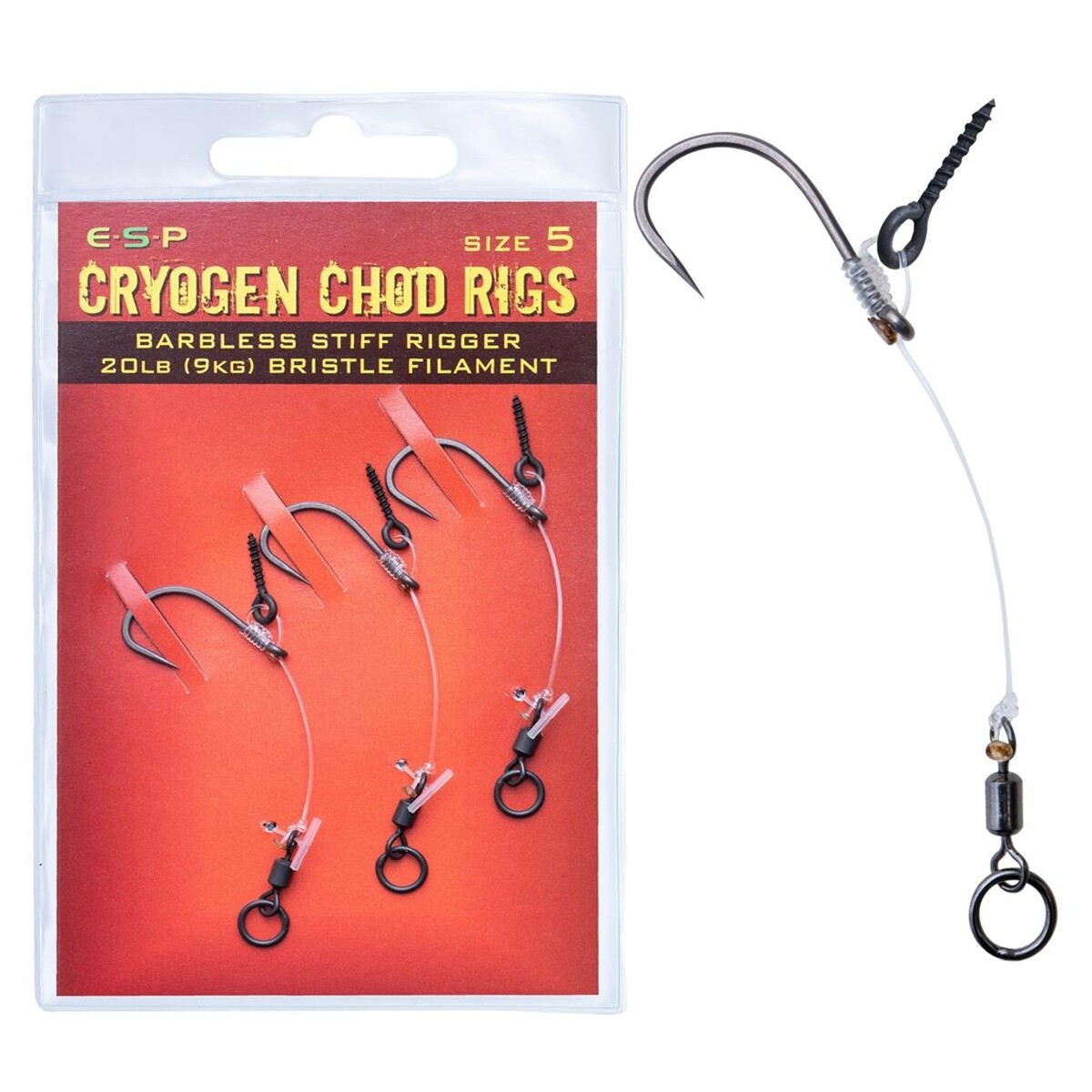 ESP Cryogen Chod Rig Barbless Size 5 Hook Metal Bait Screw Rotating Swivel x 3