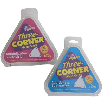 Three-Corner Flash Cards 2 Pack Multiplication Division & Addition Subtraction