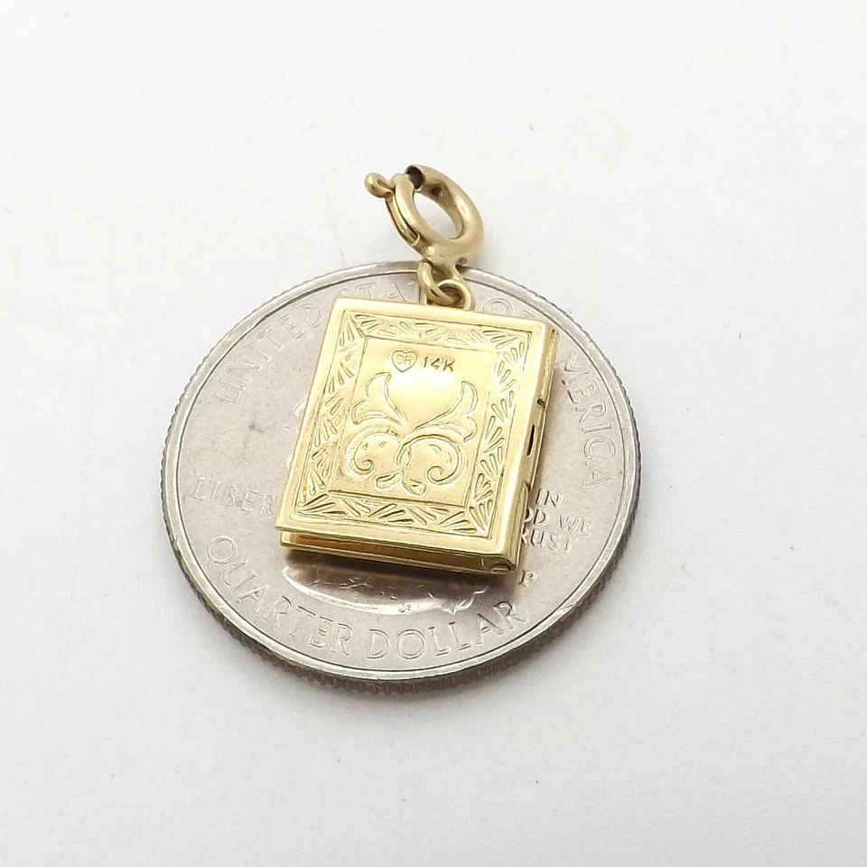 14k Gold Cross Bible Locket Praise The Lord Charm Pendant 1st Communion New - Image 2 of 4