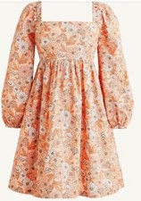 J. Crew Squareneck Cotton Poplin Dress in Zinnia Floral Sz XXS 