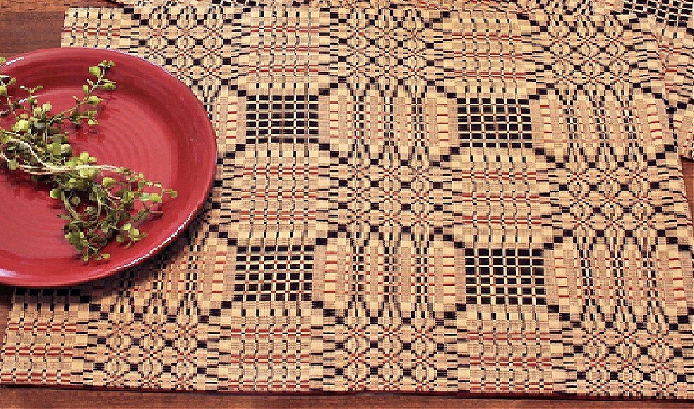 New Primitive Coverlet BRICK RED BLACK LOVERS KNOT PLACEMAT Place Mat eBay