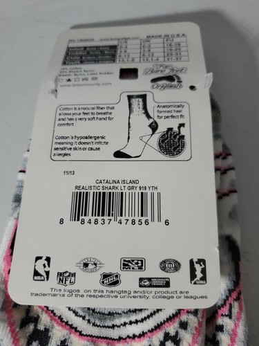 1 PAIR Shark Print Socks Socks Size Youth Kids (13, 1-5) - Picture 3 of 4
