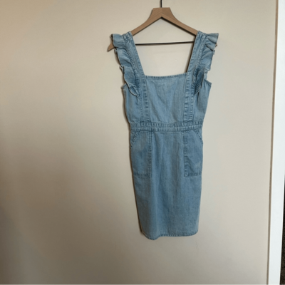 JAPNA Denim Chambray Ruffle Smocked Sheath Dress | eBay