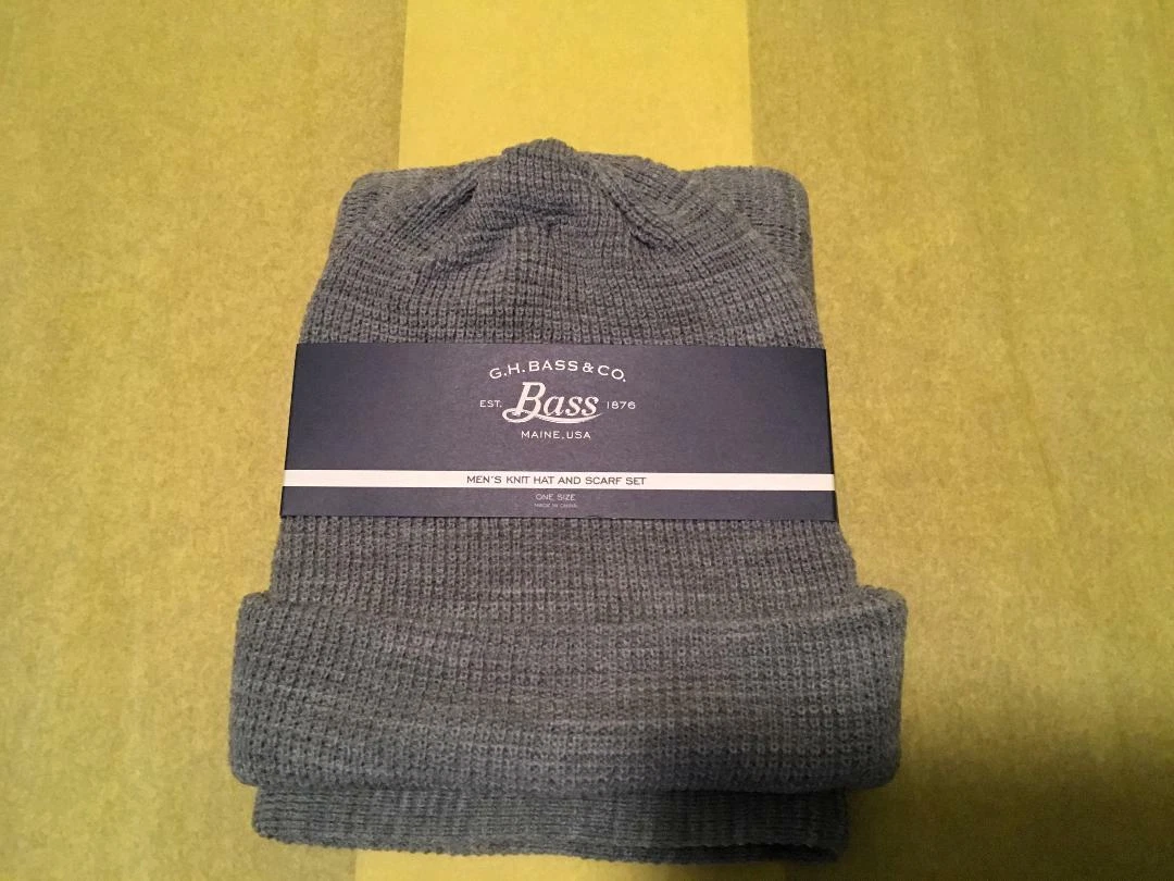 Smooth Gray 2 pc. Knitted Hat & Scarf Set medium weight GH Bass Same Day Ship