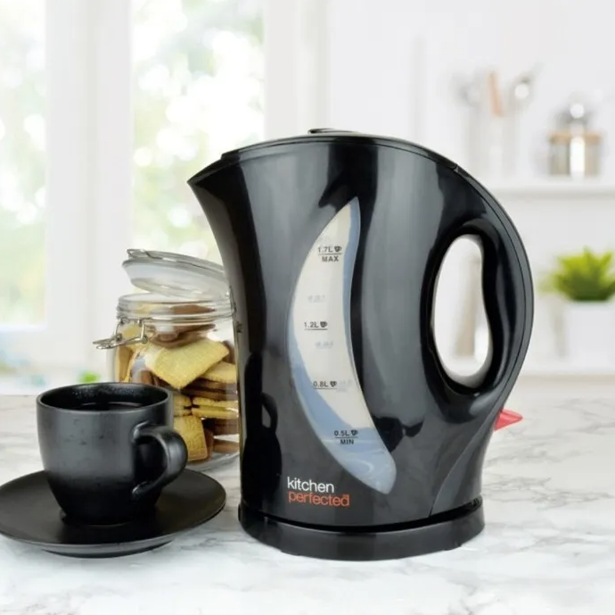 Black Electric Kettle 1.7L Cordless Jug Style 2000W with Indicator Light