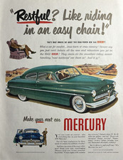 1949 Mercury Automobile Ford Motor Company Comfort Restful Vintage Print Ad