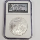 2004 SILVER AMERICAN EAGLE COIN 1 OZ FINE SILVER MS 68 NGC 20TH ANNIVERSARY COLL