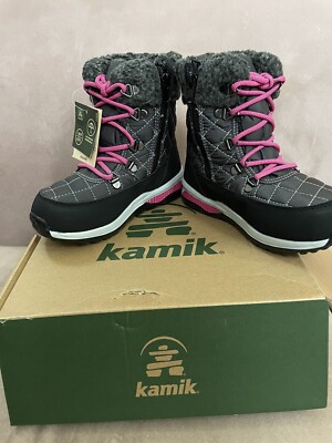 Kamik Girls Libra charcoal & Fusia boots size 13 NIB | eBay