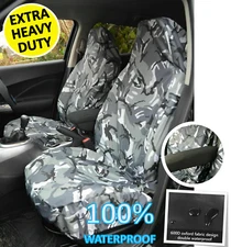 VAUXHALL COMBO VAN 1+1 Heavy Duty Grey Camo Waterproof Car Seat Cover 2 x Front