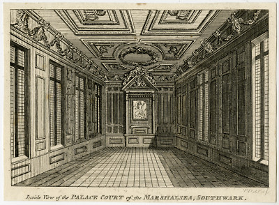 Antiker Druck-ARCHITEKTUR-MARSHALSEA PALACE-SOUTHWARK-LONDON-Prattent-ca. 1800