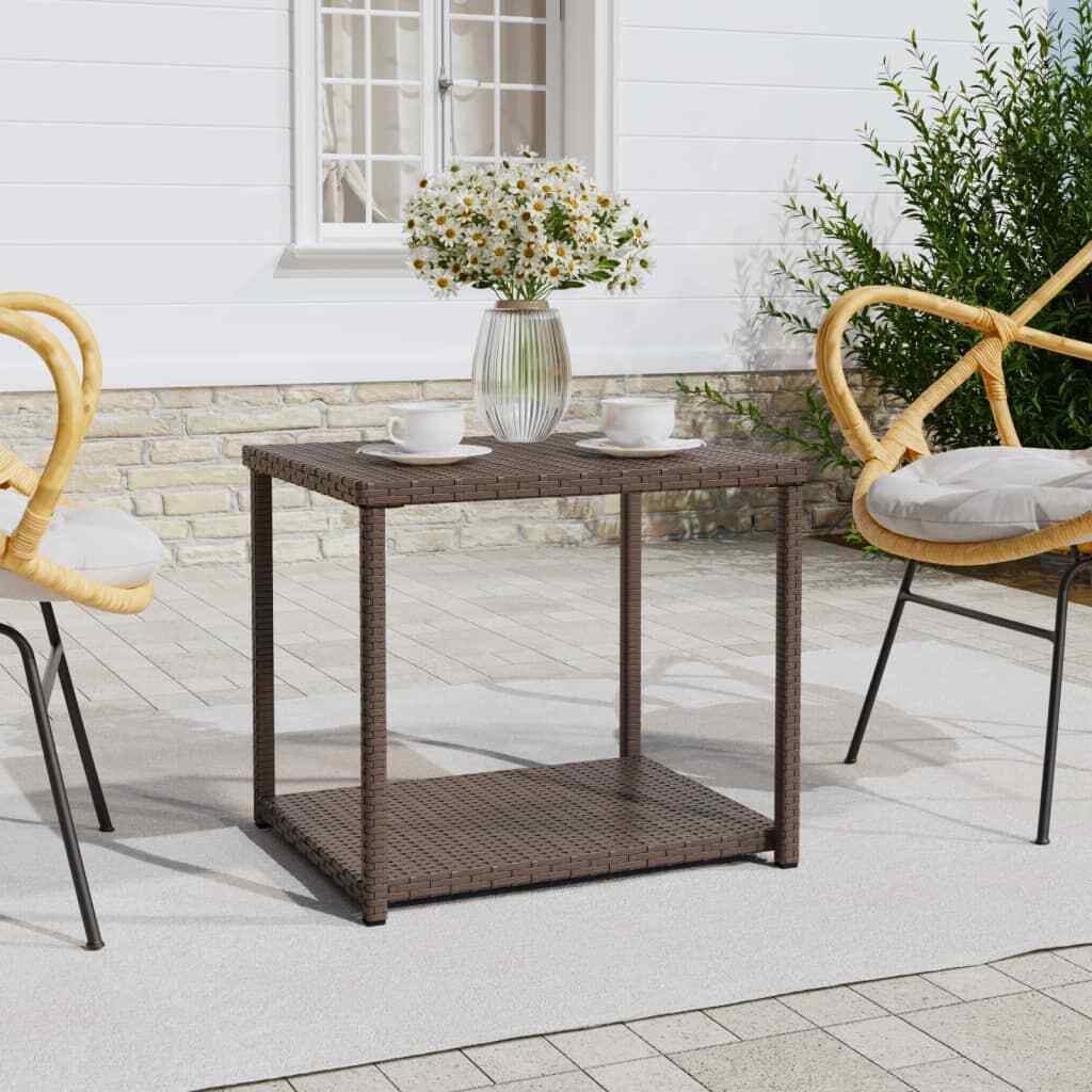 vidaXL Side Table Brown 55x45x49 cm Poly Rattan Quality