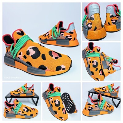 US 10.5 Adidas Men's Orange Black Animal Boost Comfort Streetwear OG NMD HU NWT