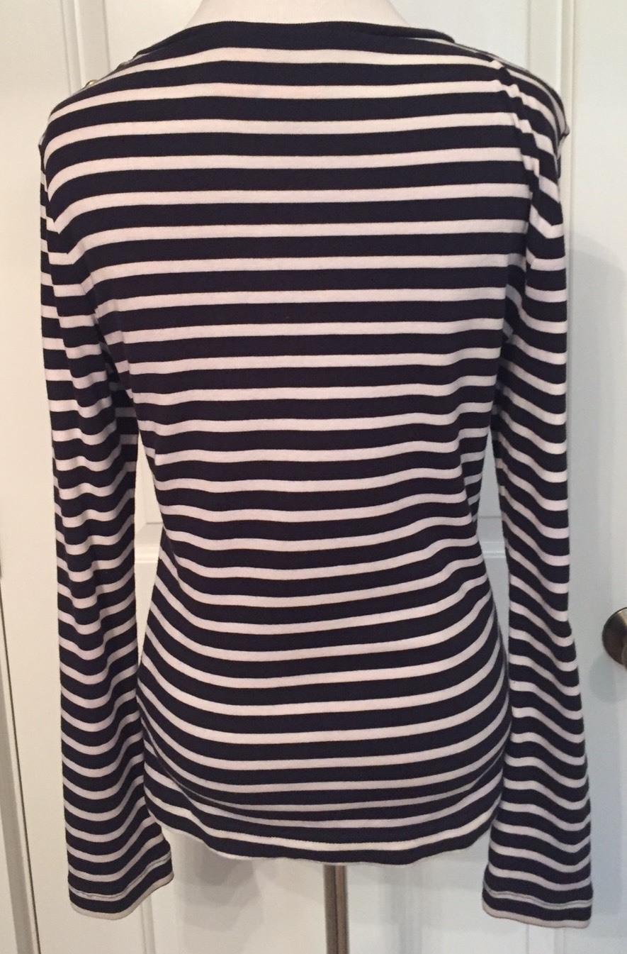 Tory BURCH top Blue White Striped Cotton Knit Red T Design Nautical Size S thumbnail 7