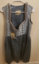 Alte Liebe dress zip front print top solid skirt size 38 teal blue NWT