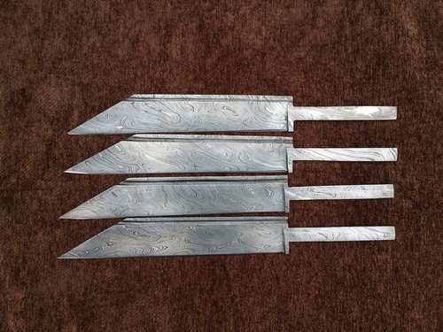 Lot of 4 Custom Handmade Damascus Steel Seax knife Blank Blades Knife making - Picture 9 of 9