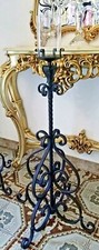 porta candela, candelabro da terra in ferro pieno forgiato e battuto a mano 