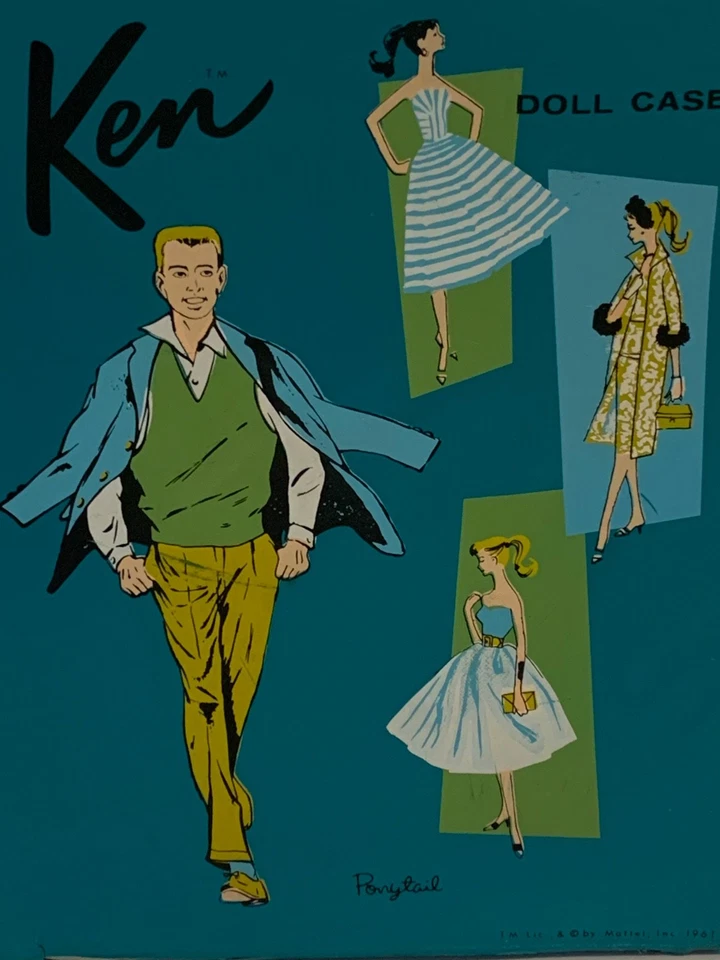 Vintage Mattel 1961 Ken Ponytail Barbie Fashion Turquoise Blue Green Doll Case - Image 4 of 4