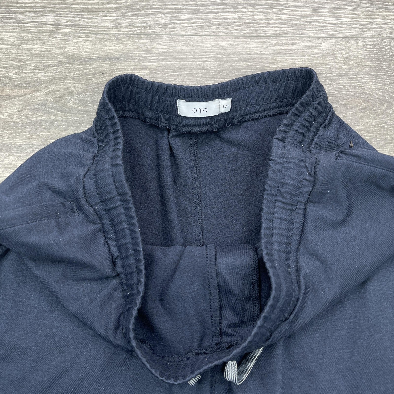 Onia Jogger Pants Mens Large Blue Performance Zip Pocket Drawstring Sweatpants