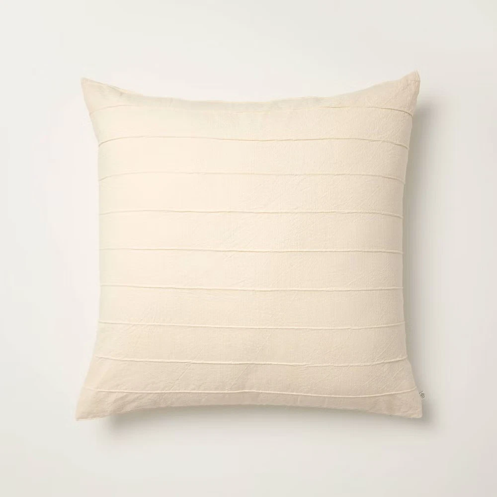 26"x26" Stitch Stripe Euro Throw Pillow Cover Tan - Hearth & Hand