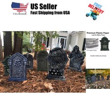 Halloween Tombstone Decorations Gravestone Decor for Graveyard Headstone Yard...