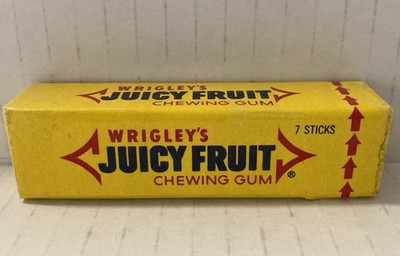 Vintage 1987 Wrigley s JUICY FRUIT Chewing Gum 7 Sticks--NOS--Sealed