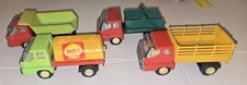 4 Vintage Durham Big Boys Shell Gasoline Tanker Friction Stake Bed Dump Truck