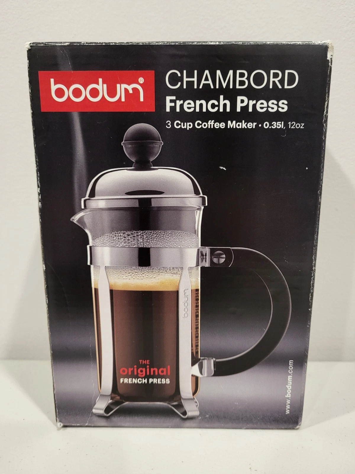 Bodum Chambord 3 Cup 12 Oz The Original French Press Coffee Maker Chrome NEW