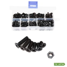 M4 Black Flat Head Machine Screws & Nuts Assortment 220pcs